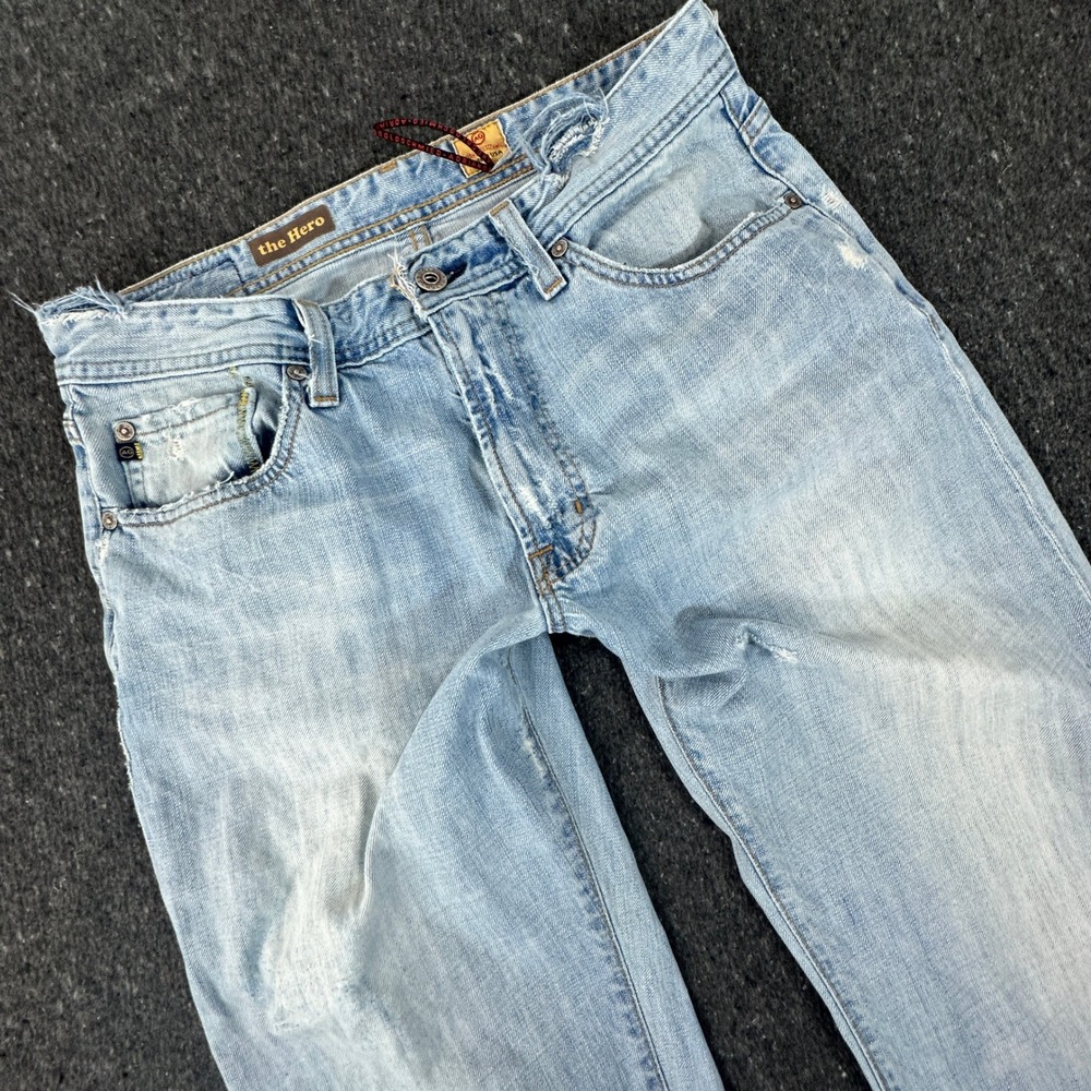 Vintage Y2K AG Adriano Goldschmied The Hero Jeans Mens 32x34 Distressed Made USA